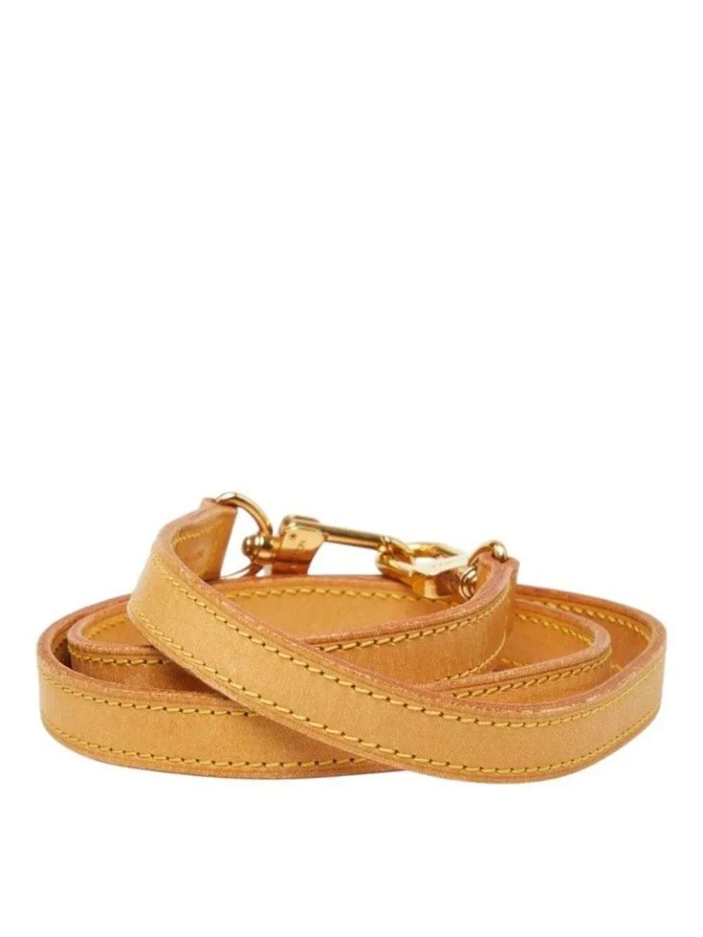 Louis Vuitton Shoulder Strap Beige Gold Leather Plated
